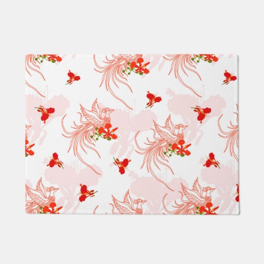 Phoenix Bird and Phoenix Flower Seamless Pattern Deurmat (Voorkant)