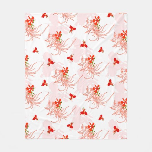 Phoenix Bird and Phoenix Flower Seamless Pattern Fleece Deken (Voorkant)