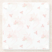 Phoenix Bird and Phoenix Flower Seamless Pattern Glazen Onderzetter (Achterkant)