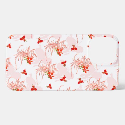 Phoenix Bird and Phoenix Flower Seamless Pattern iPhone Hoesje (Achterkant horizontaal)