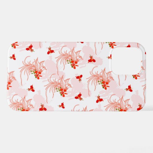 Phoenix Bird and Phoenix Flower Seamless Pattern iPhone Hoesje (Achterkant horizontaal)