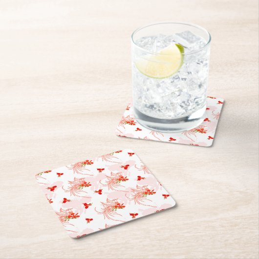 Phoenix Bird and Phoenix Flower Seamless Pattern Kartonnen Onderzetters (Insitu)