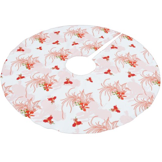 Phoenix Bird and Phoenix Flower Seamless Pattern Kerstboom Rok (Gekanteld)