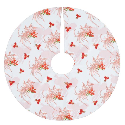 Phoenix Bird and Phoenix Flower Seamless Pattern Kerstboom Rok (Voorkant)