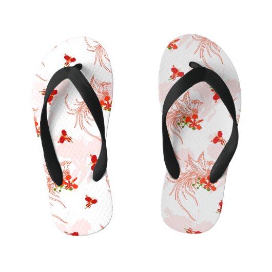 Phoenix Bird and Phoenix Flower Seamless Pattern Kinder Teenslippers (Voetbed)