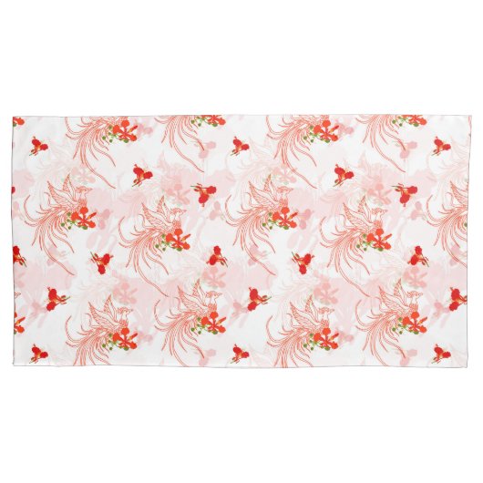 Phoenix Bird and Phoenix Flower Seamless Pattern Kussensloop (Voorkant-Links)