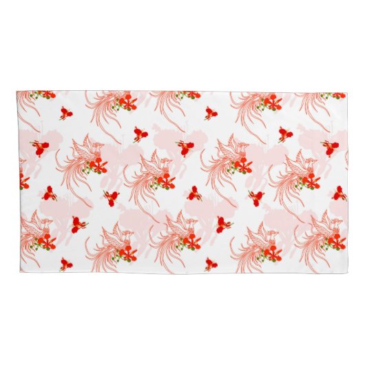 Phoenix Bird and Phoenix Flower Seamless Pattern Kussensloop (Achterkant-Rechts)