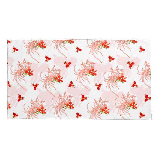 Phoenix Bird and Phoenix Flower Seamless Pattern Kussensloop (Achterkant-Links)