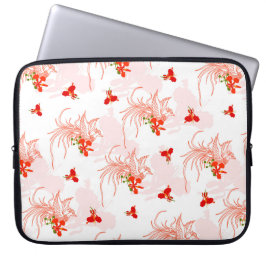 Phoenix Bird and Phoenix Flower Seamless Pattern Laptop Sleeve