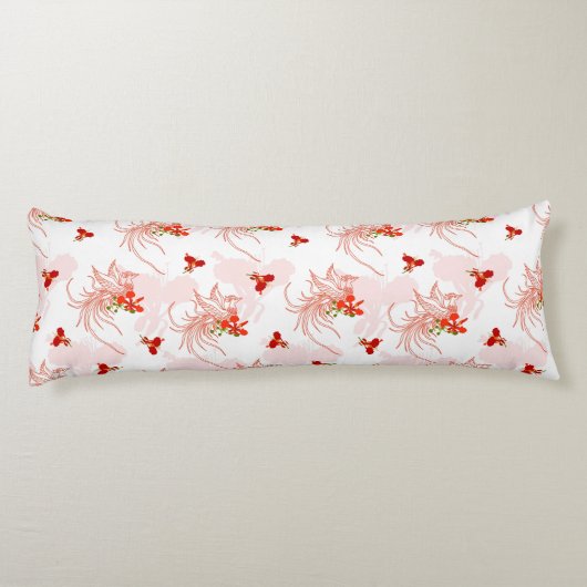 Phoenix Bird and Phoenix Flower Seamless Pattern Lichaamskussen (Achterkant)