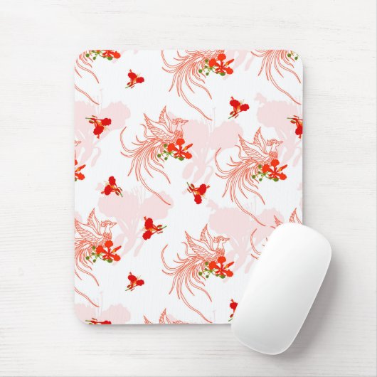 Phoenix Bird and Phoenix Flower Seamless Pattern Muismat (Met muis)