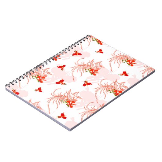 Phoenix Bird and Phoenix Flower Seamless Pattern Notitieboek (Linkerzijde)