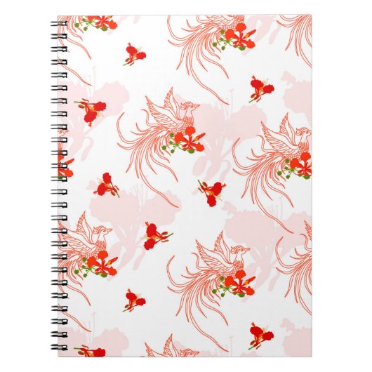 Phoenix Bird and Phoenix Flower Seamless Pattern Notitieboek (Voorkant)