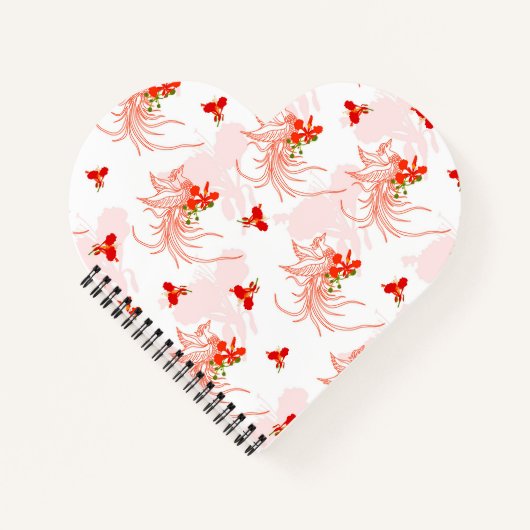 Phoenix Bird and Phoenix Flower Seamless Pattern Notitieboek (Voorkant)