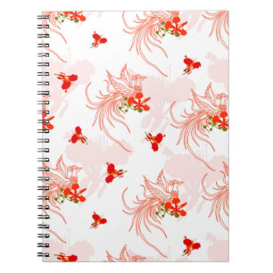 Phoenix Bird and Phoenix Flower Seamless Pattern Notitieboek