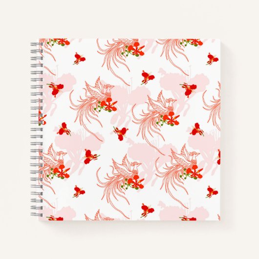 Phoenix Bird and Phoenix Flower Seamless Pattern Notitieboek (Voorkant)