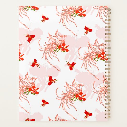 Phoenix Bird and Phoenix Flower Seamless Pattern Planner (Achterkant)