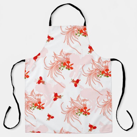 Phoenix Bird and Phoenix Flower Seamless Pattern Schort (Voorkant)