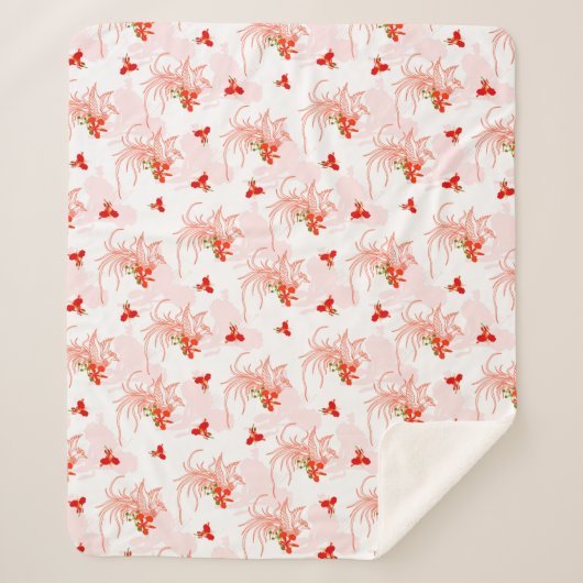 Phoenix Bird and Phoenix Flower Seamless Pattern Sherpa Deken (Voorkant)