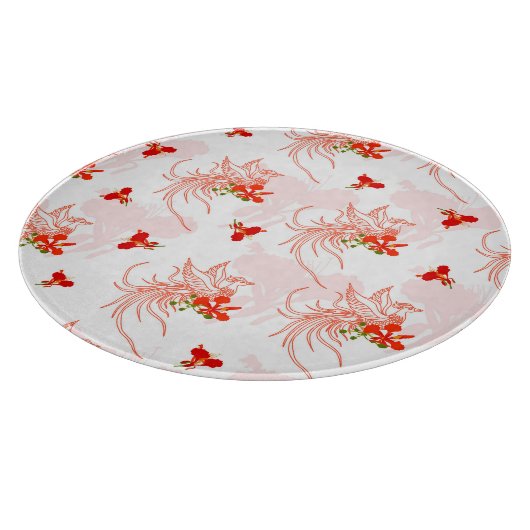 Phoenix Bird and Phoenix Flower Seamless Pattern Snijplank (Hoek)