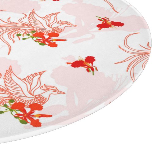 Phoenix Bird and Phoenix Flower Seamless Pattern Snijplank (Hoek)