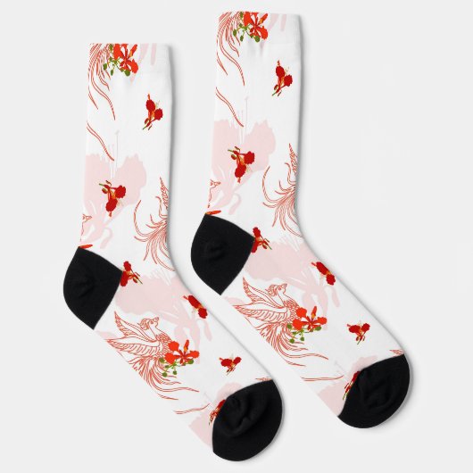 Phoenix Bird and Phoenix Flower Seamless Pattern Sokken (Rechts)