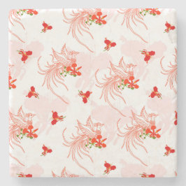 Phoenix Bird and Phoenix Flower Seamless Pattern Stenen Onderzetter