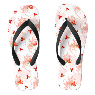Phoenix Bird and Phoenix Flower Seamless Pattern Teenslippers