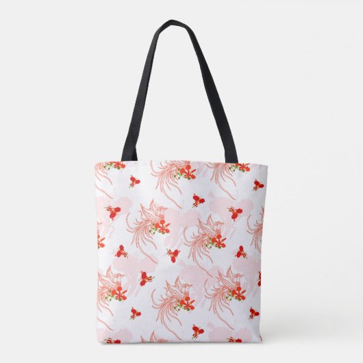 Phoenix Bird and Phoenix Flower Seamless Pattern Tote Bag (Achterkant)