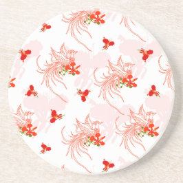 Phoenix Bird and Phoenix Flower Seamless Pattern Zandsteen Onderzetter