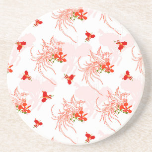 Phoenix Bird and Phoenix Flower Seamless Pattern Zandsteen Onderzetter