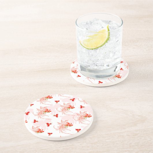 Phoenix Bird and Phoenix Flower Seamless Pattern Zandsteen Onderzetter (Zijkant)