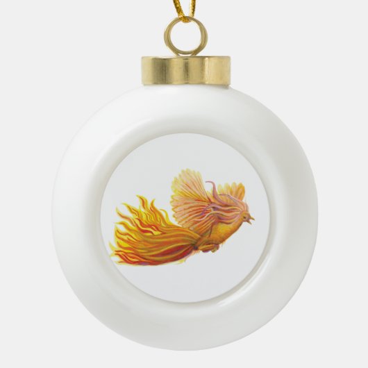 Phoenix Bird Flight Keramische Bal Ornament (Voorkant)