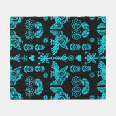 Phoenix Bird Folk Art Print Fleece Deken (Voorkant (Horizontaal))