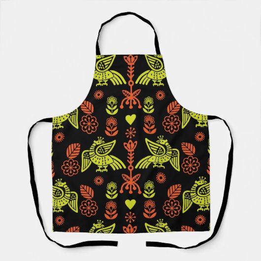 Phoenix Bird Folk Art Print Schort (Voorkant)
