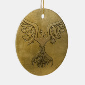 Phoenix Bird Gold Embossed Keramisch Ornament (Rechts)