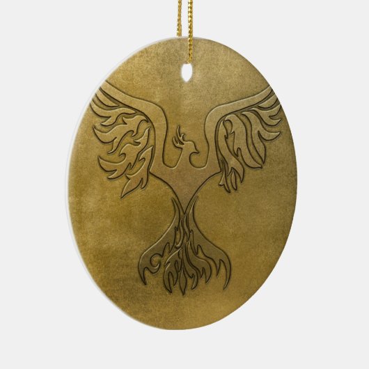 Phoenix Bird Gold Embossed Keramisch Ornament (Rechts)