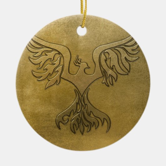 Phoenix Bird Gold Embossed Keramisch Ornament (Voorkant)