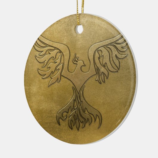 Phoenix Bird Gold Embossed Keramisch Ornament (Links)