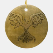 Phoenix Bird Gold Embossed Keramisch Ornament (Achterkant)