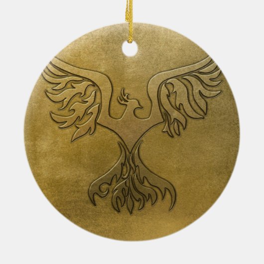 Phoenix Bird Gold Embossed Keramisch Ornament (Achterkant)