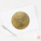 Phoenix Bird Gold Embossed Ronde Sticker (Envelop)