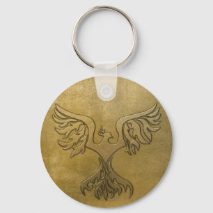 Phoenix Bird Gold Embossed Sleutelhanger