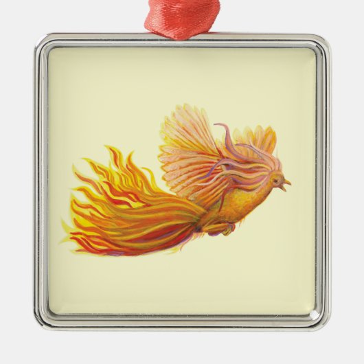 Phoenix Bird in Flight Metalen Ornament (Voorkant)