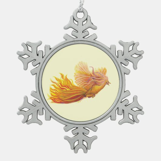 Phoenix Bird in Flight Tin Sneeuwvlok Ornament (Voorkant)