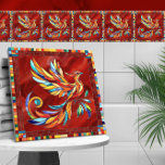 Phoenix Bird - kleurrijke mozaïekkunst Tegeltje<br><div class="desc">Phoenix Bird - kleurrijke mozaïekkunst</div>