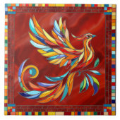 Phoenix Bird - kleurrijke mozaïekkunst Tegeltje (Voorkant)