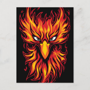Phoenix Bird met Fiery Flames Grafisch Kunstontwer Briefkaart