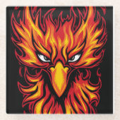 Phoenix Bird met Fiery Flames Grafisch Kunstontwer Glazen Onderzetter (Voorkant)