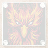 Phoenix Bird met Fiery Flames Grafisch Kunstontwer Glazen Onderzetter (Achterkant)